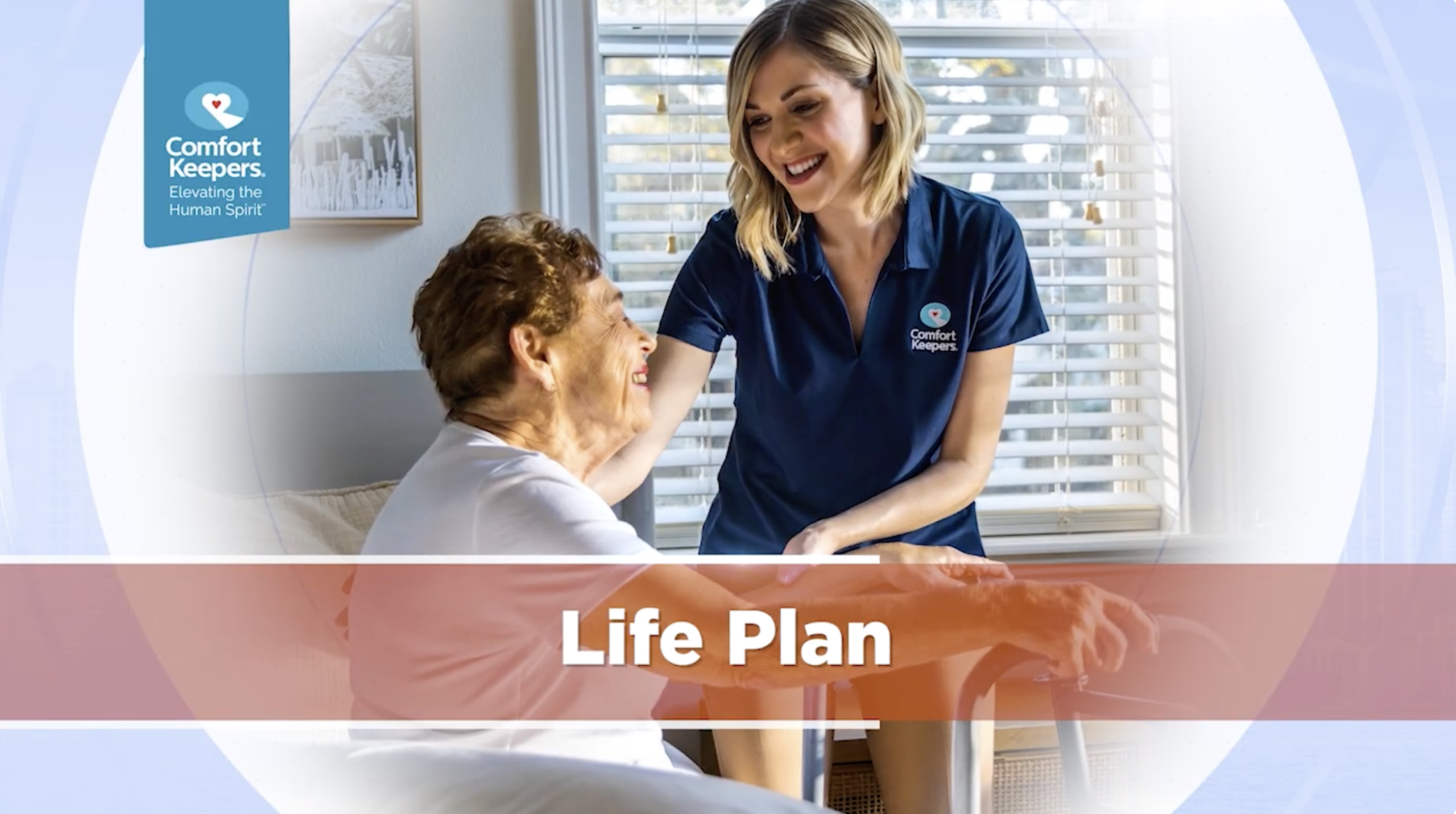 Comfort Keepers caregiver assisting senior client at home.